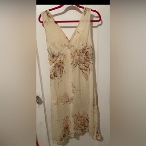 Size large shirt sleeve cream & brown print summer dress by C.C.Outlaw